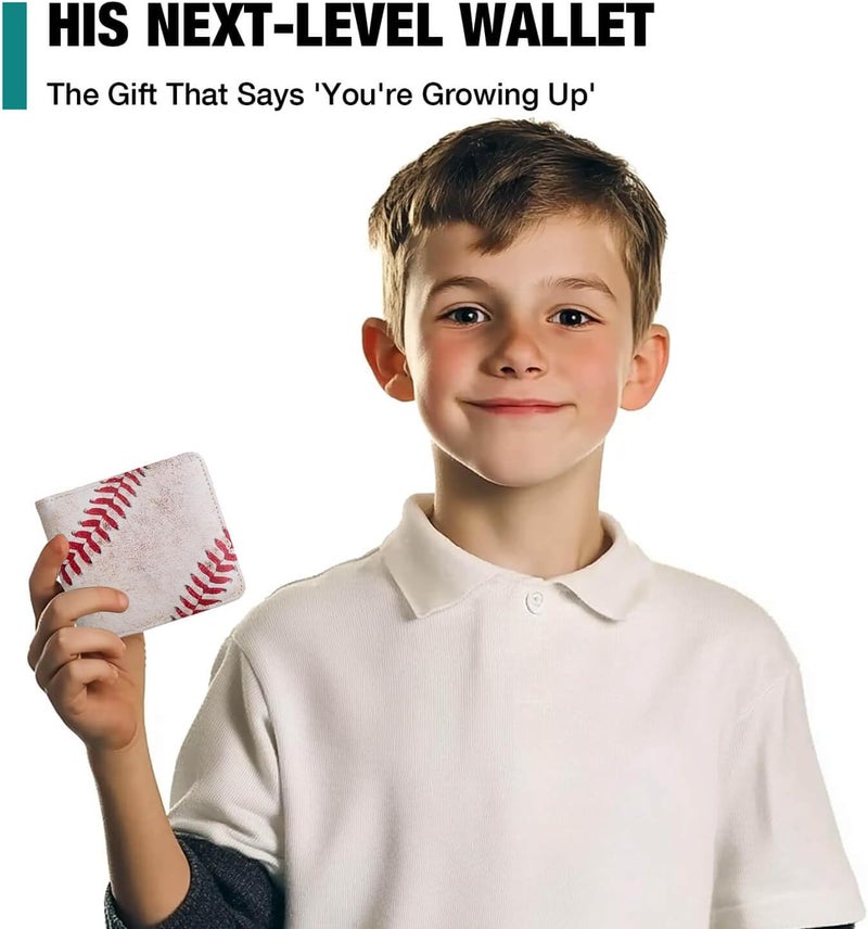 Amutta Kids Wallet for Boys, Baseball Teen Boys Wallet for Kids Ages 4-5-6-7-8-9-10-11-12-13-14-15-16, Leather Wallet for Teen Boy, Baseball Wallets - Teenage Teenager Gifts for Boy Christmas Birthday - Image 2